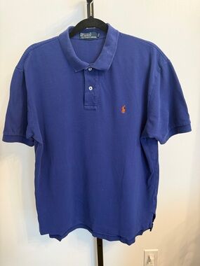 Polo by Ralph Lauren Blue Polo with Orange Pony Embroidery Size Large